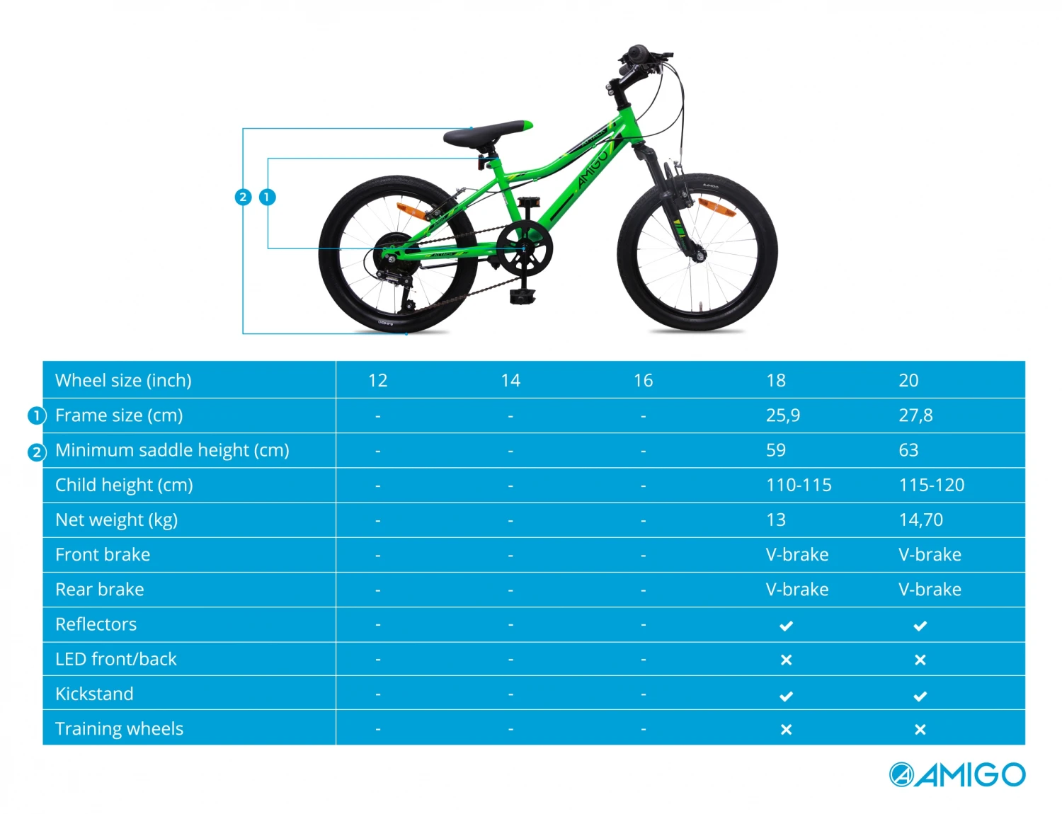 AMIGO Attack 20 Inch Boys 6SP Rim Brakes Green - Image 8