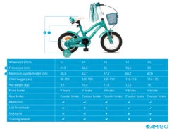 AMIGO Flower 14 Inch 22 Cm Girls Coaster Brake Turquoise -Optimal Bike Store amigo flower 14 inch 22 cm meisjes terugtraprem turquoise 9 342622 20200325084337