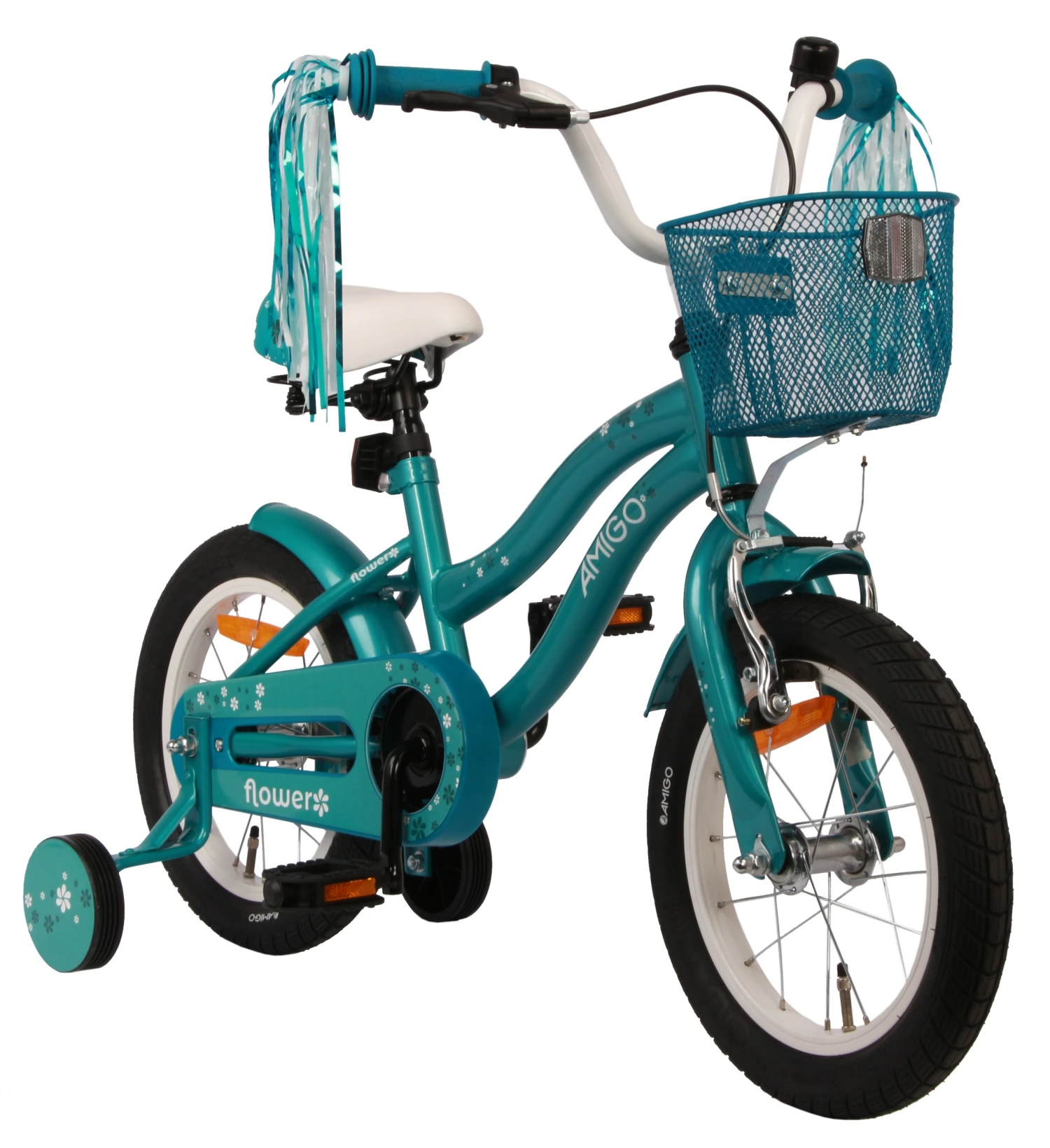 AMIGO Flower 14 Inch 22 Cm Girls Coaster Brake Turquoise - Image 2