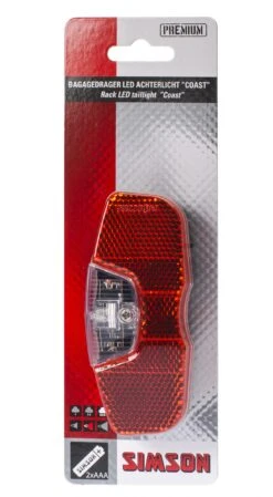 Simson Rear Light Coast Led Luggage Carrier Battery Red -Optimal Bike Store simson achterlicht coast led batterij bagagedrager rood 4 271193 1547808788
